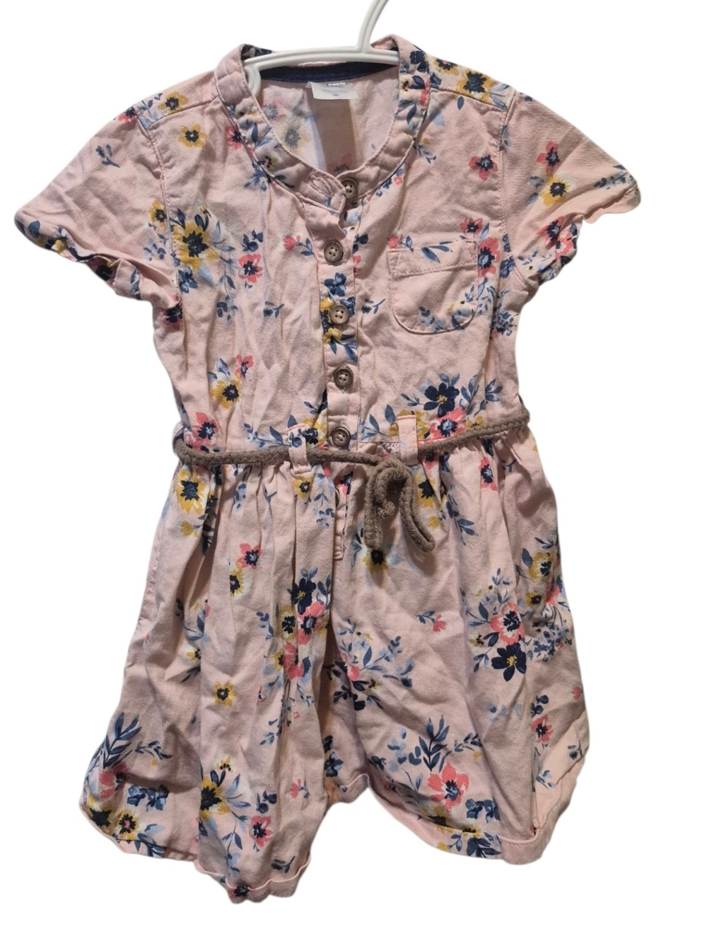 Carter's Light Pink Floral Dress with Rope Belt
